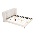 Queen Size Upholstered Platform Bed With Led Lights And U Shaped Headboard, Linen Fabric, Beige Queen Beige Wood Metal