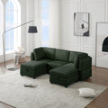 Reversible Sectional Sofa Modern Modular Sectional Couch With Chaise U Shaped Corner Sectional 5 Seater Modular Sofa With Storage Seats, Adjustable Arms And Backs Green Green Polyester 3 Seat