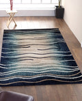 Jersey Area Rugs, Carpets For Livingroom, 5X7 Area Rugs ,3001 Blue Rectangle 5&7 Blue Contemporary Abstract Polypropylene