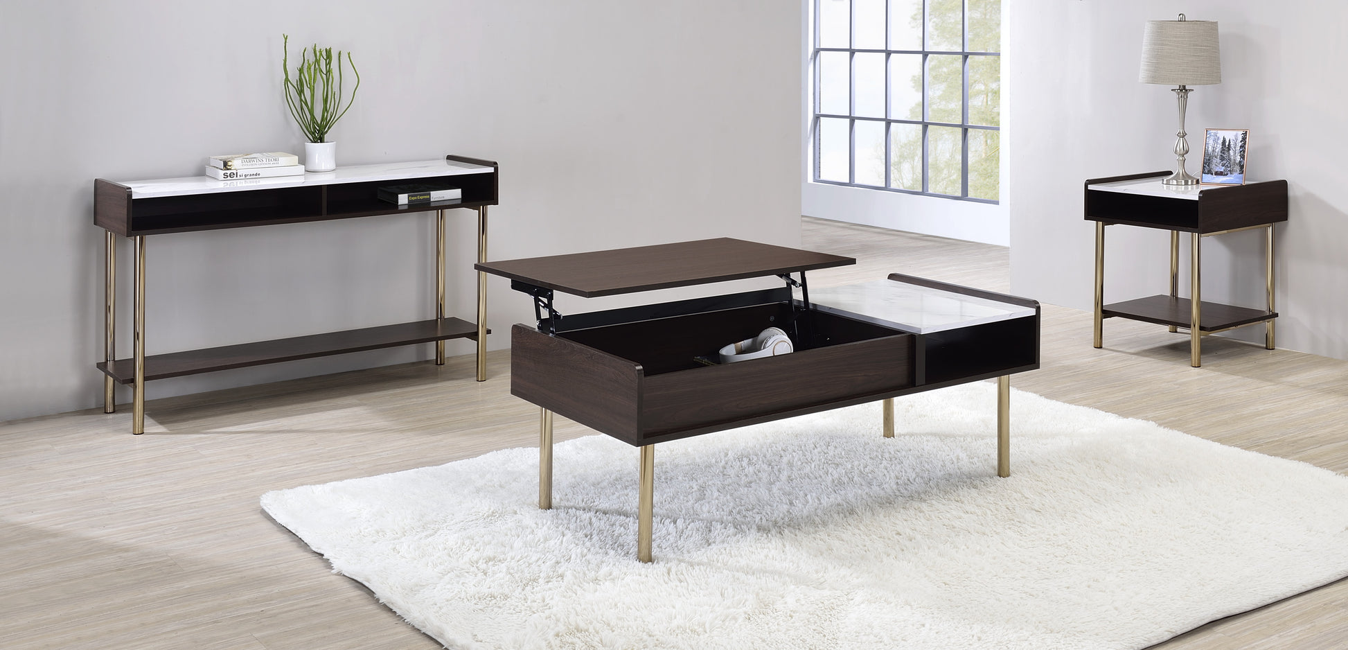 Carrie End Table Brown Brown Wood