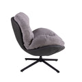 360 Swivel Accent Chair, Modern Chenille Lounge Chair With Faux Leather And Black Metal Base Frame, Comfortable Reading Chair For Small Spaces, Living Room, Bedroom, Reading Corner, Office,Light Gray Black,Light Gray Brown Primary Living Space Art