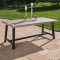 Outdoor Light Grey Sandblast Finish Acacia Wood Dining Table With Black Rustic Metal Finish Frame Grey Black Acacia Wood