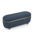 Storage Ottoman Bench, Upholstered End Of Bed Ottoman Bench With Storage And Seating, Large Blanket Storage Bench For Foot Rest In Bedroom, Living Room, Entryway, Dark Blue Dark Blue Foam