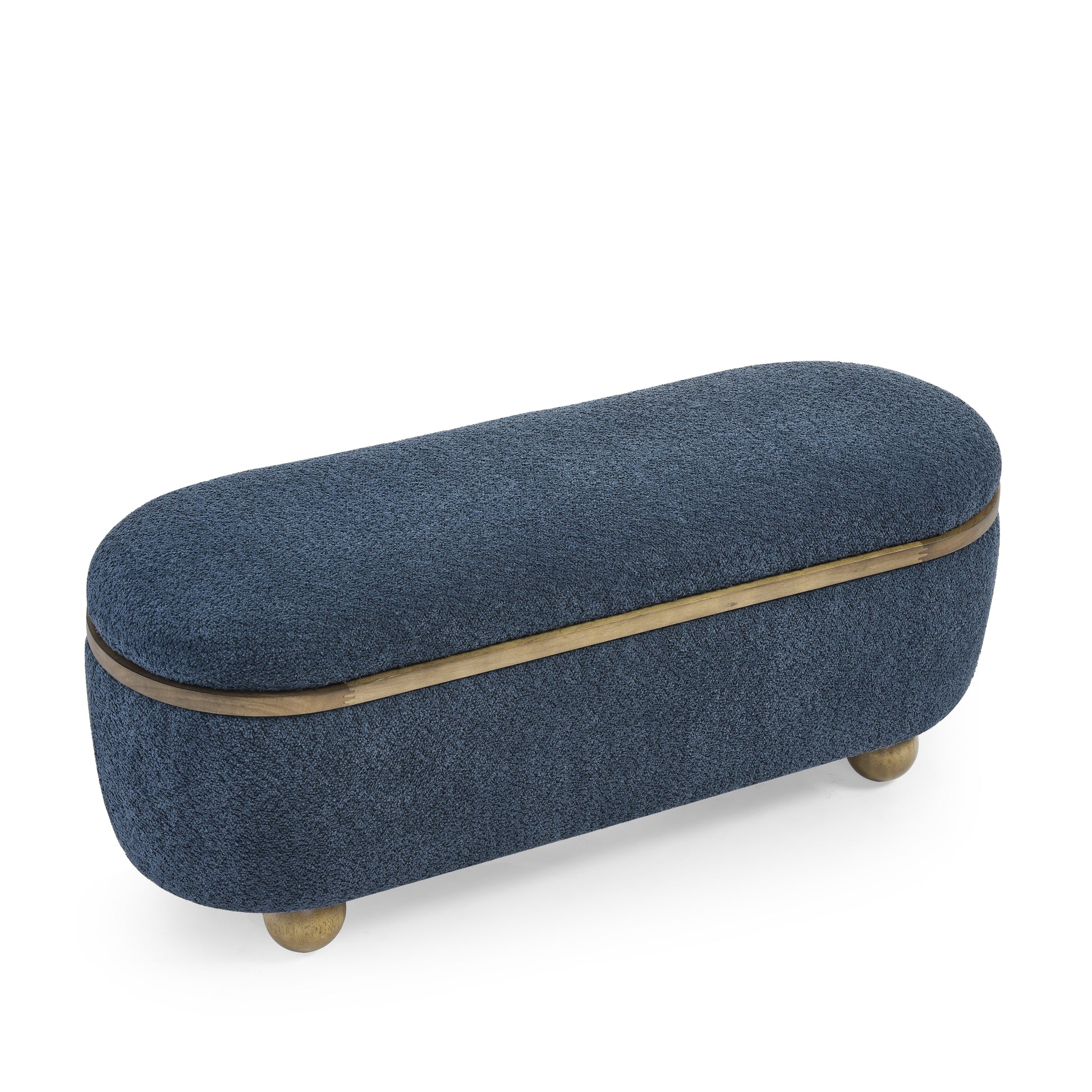 Storage Ottoman Bench, Upholstered End Of Bed Ottoman Bench With Storage And Seating, Large Blanket Storage Bench For Foot Rest In Bedroom, Living Room, Entryway, Dark Blue Dark Blue Foam