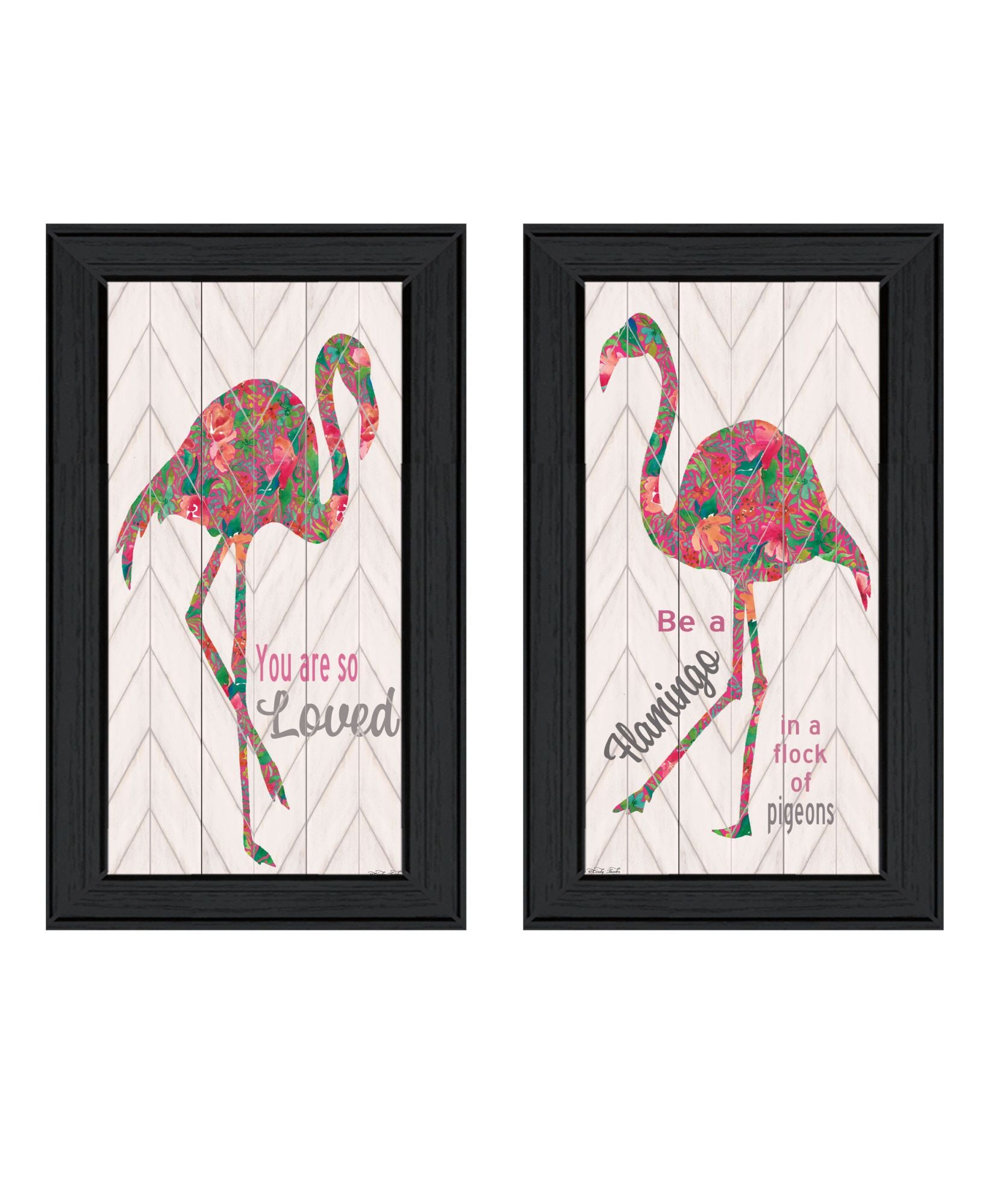 "Flamingo'S A Matrix Colors " Framed Wall Art For Living Room, Wall Art Print For Home Decor, Bedroom Wall Art By Cindy Jacobs Multicolor Wood Paper