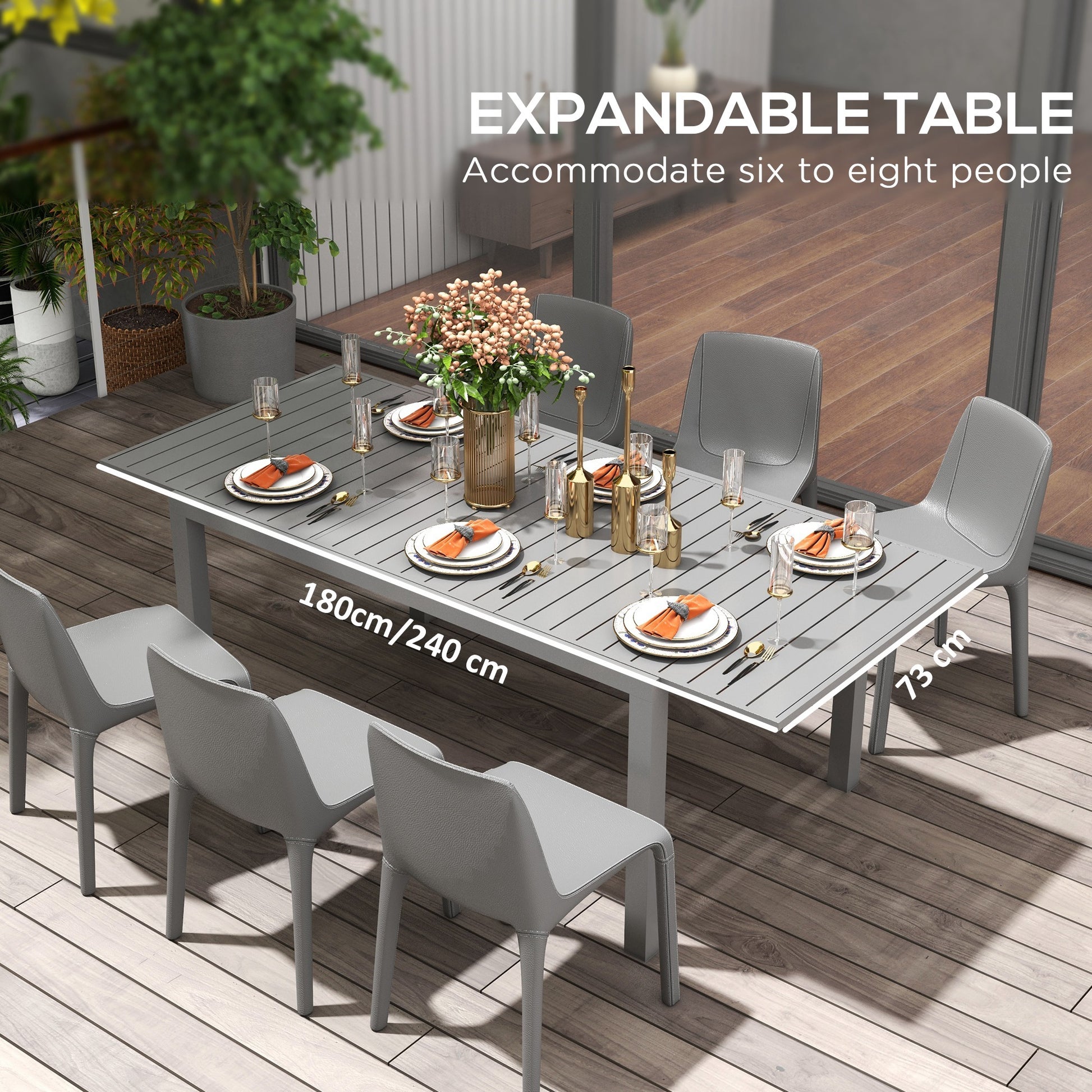 Outsunny Expandable Patio Table, Rectangle Patio