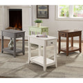 Grey Accent Table With Bottom Shelf Grey Primary Living Space Drawers Rectangular Solid Wood Mdf