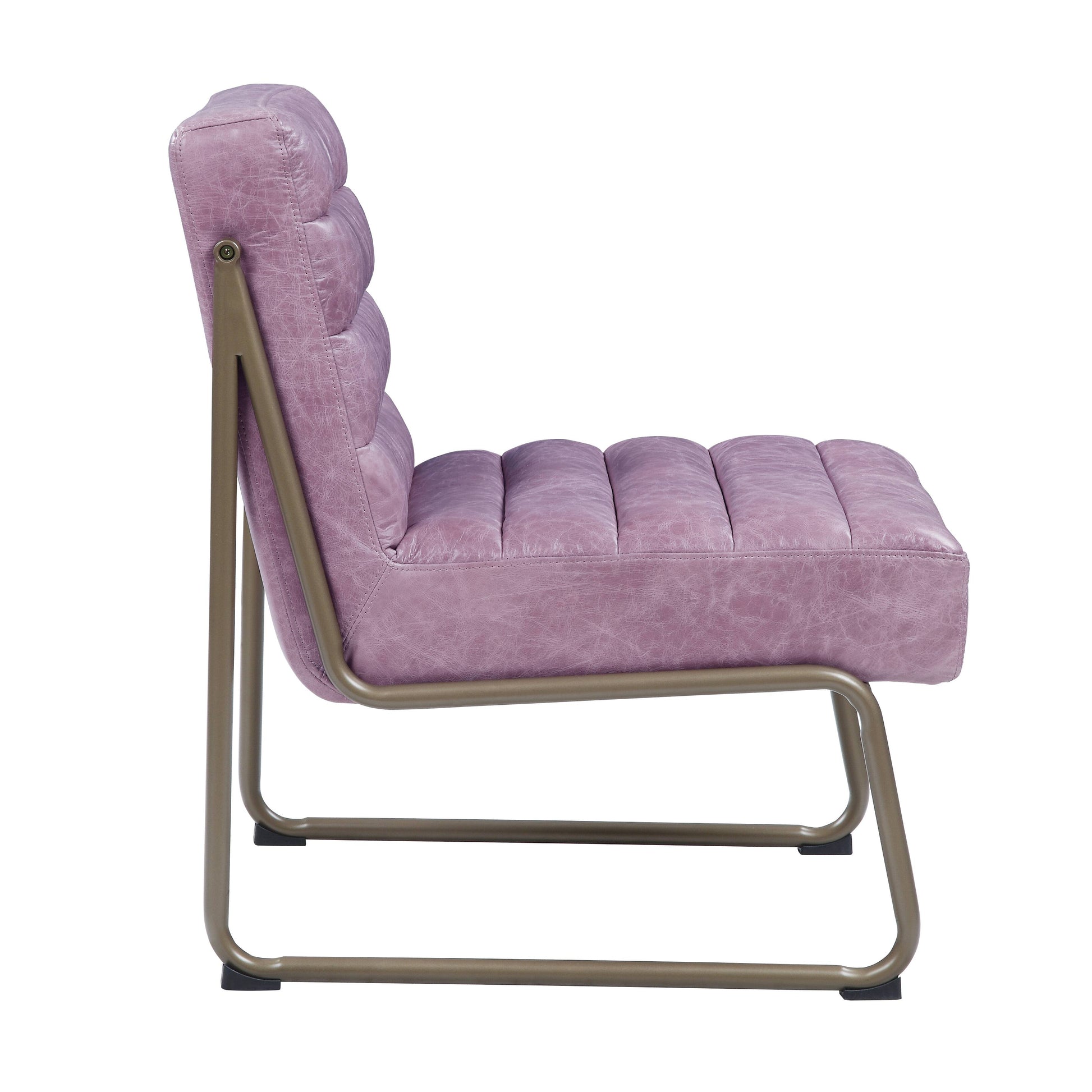 Wisteria Accent Chair With Metal With Sled Base Pink Primary Living Space Genuine Leather