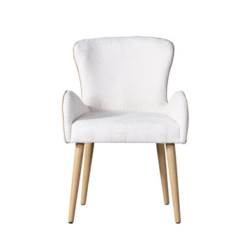 Qwin Side Chair Set 2 , Beige Boucle & Oak Finish Dn02876 Beige Wood Metal