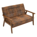 Coolmore Mid Century Modern Solid Loveseat Sofa Upholstered Microsuede Fabric Loveseat, 2 Seat Upholstered Loveseat Sofa Modern Couch Coffee Microsuede 2 Seat