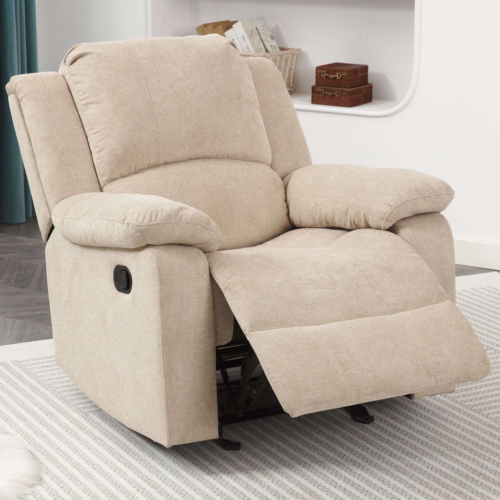 Tate Sand Microfiber Glider Recliner Sand Foam Microfiber