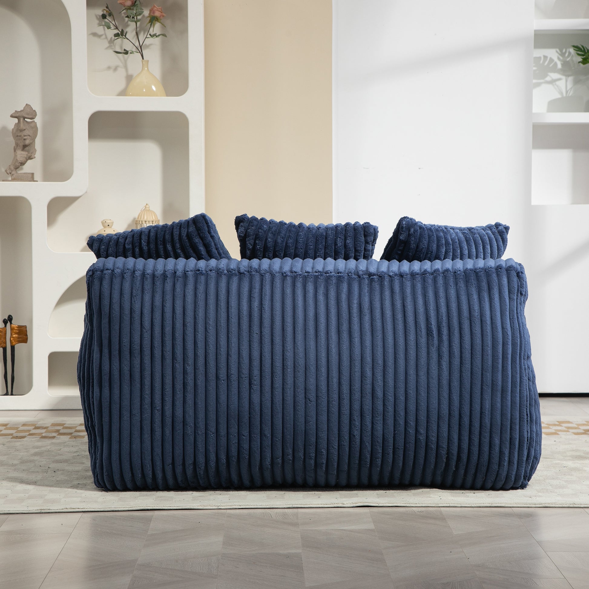 Coolmore Corduroy Lazy Sofa With 3 Back Pillows,Comfy Sofa Deep Seat Couch For Living Room,Club Navy Navy Primary Living Space Foam Corduroy 1 Seat