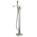 Freestanding Bathtub Faucet With Hand Shower Brushed Nickel Metal
