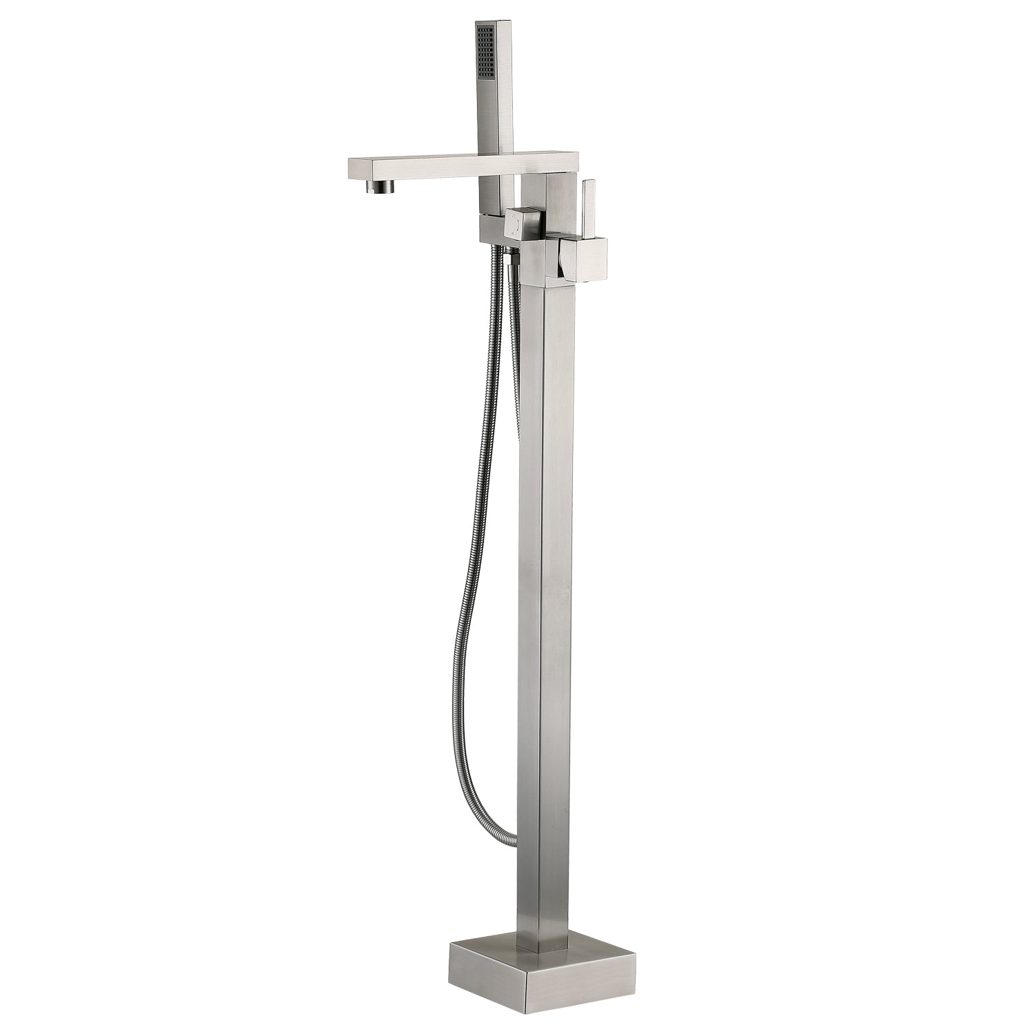 Freestanding Bathtub Faucet With Hand Shower Brushed Nickel Metal