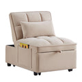 4 In1 Multi Function Single Sofa Bed With Storage Pockets,Tufted Single Pull Out Sofa Bed With Adjustable Backrest And Pillows ,Convertible Chaise Lounge,Taupe Taupe Velvet Metal Primary Living Space American Design Armless Foam Velvet 1 Seat