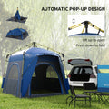 Outsunny Camping Tents 4 Person Pop Up Tent Quick Setup Automatic Hydraulic Family Travel Tent W Windows, Doors Carry Bag Included, Blue Blue Polyester