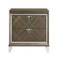 Dark Champagne 2 Drawer Nightstand Champagne 2 Drawers Bedroom Rectangle Glam,Modern Rubberwood Drawers Wood Plastic