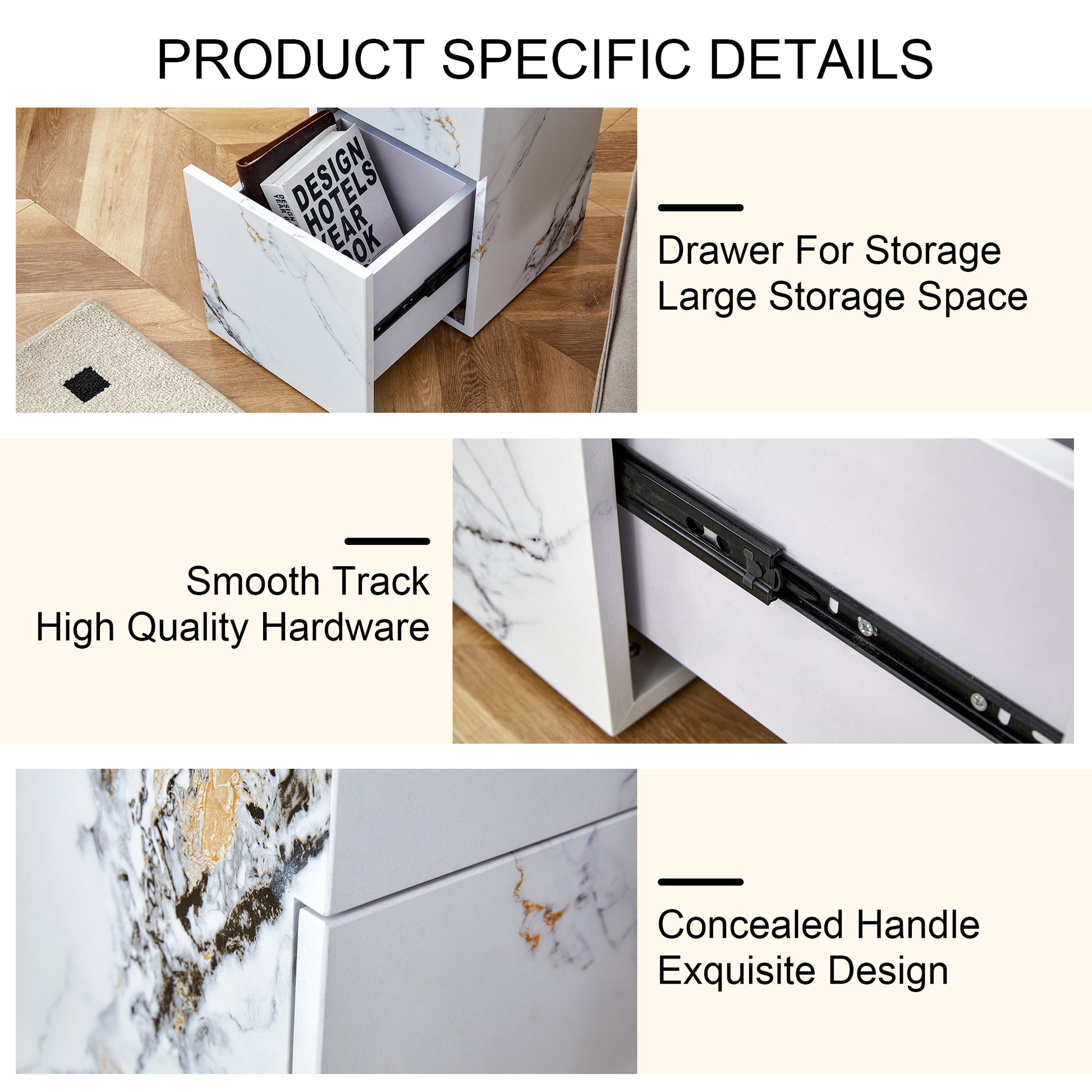 Compact Mdf Coffee Table: 11.81X11.81X19.69 Inches, Stylish Texture Design White Mdf