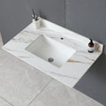 37 Inch Marble Vanity Top, Bathroom Vanity Top With Undermount Rectangular Middle Sink And 4