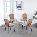 Black Leg And Orange Sennit Chair,Set Of 4,Dining Chair,Coffee Chair Orange Dark Brown Metal