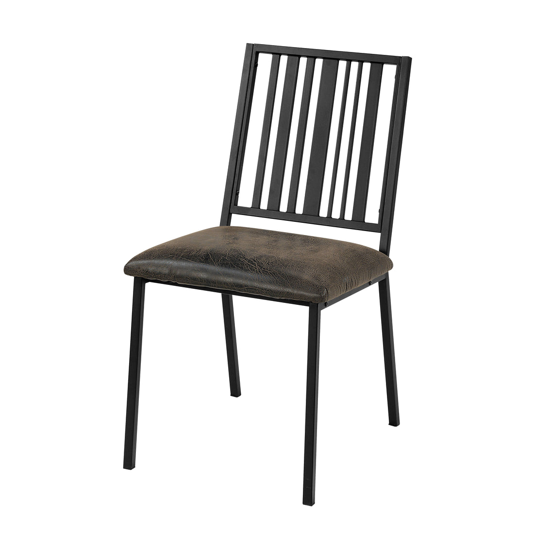 Brown And Black Slat Back Side Chair Set Of 2 Solid Brown Black Dining Room Modern Side Chair Slat Back Set Of 2 Wood Metal