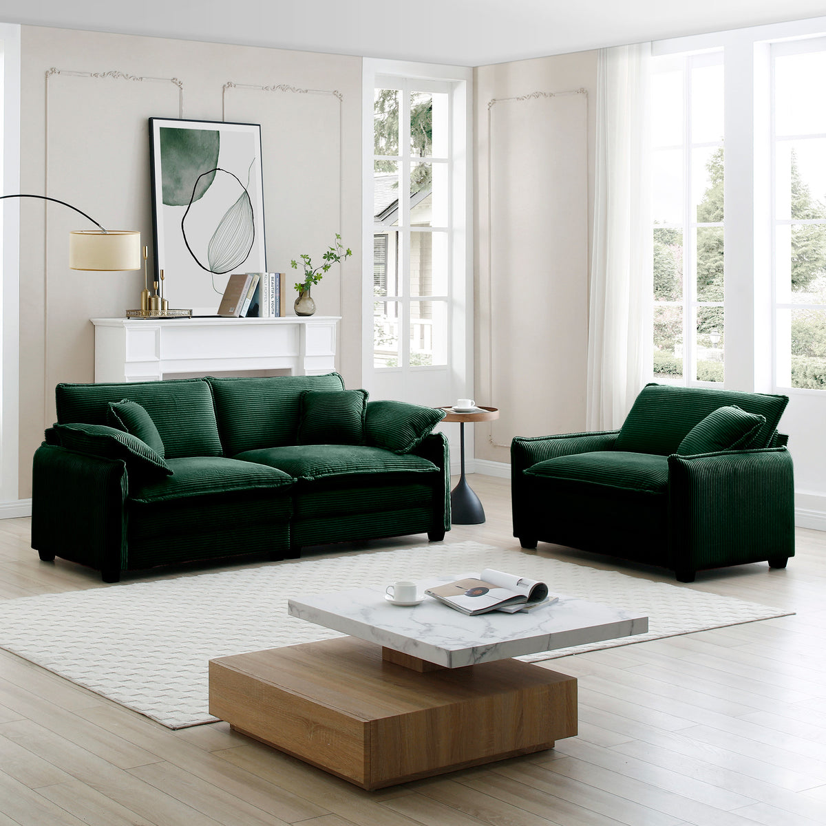 Modern Living Room Sofa Two Pieces Set, Suitable For Living Room And Small Apartment2 Pieces Sofa Set Consists Of A Single Seat Sofa And A 2 Seater