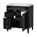 30'' Bathroom Vanity With Top Sink, Modern Bathroom Storage Cabinet With 2 Drawers And A Tip Out Drawer, Single Sink Bathroom Vanity Black Bathroom Solid Wood Mdf