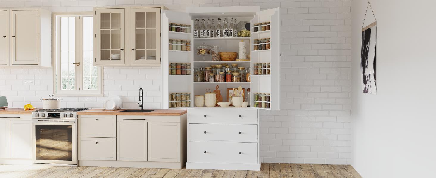 Assembly 77Inch Farmhouse Kitchen - White Kitchen