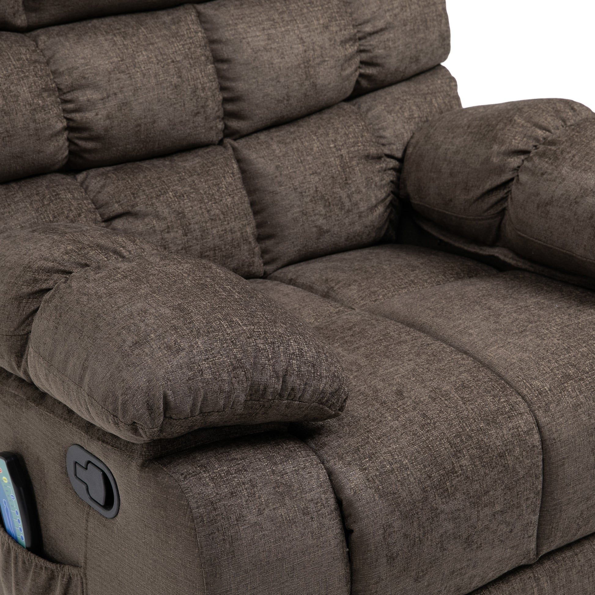 Massage Recliner Brown Polyester