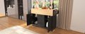 K&K 55.7'' Large Kitchen Island With 2 Drop Leaf, Rolling Kitchen Cart On 5 Wheels With Power Outlet, Folding Storage Dining Table With Spice & Towel Rack3 Drawers, For Kitchen, Dining Room,Black Black Brown Kitchen Classic,Farmhouse,Luxury,Modern