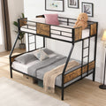 Twin Over Full Metal Bunk Bed With 2 Side Ladder And Full Length Guardrail, No Box Spring Needed, Large Under Bed Storage, Easy Assembleblack & Brown Full Black Brown Mdf Metal