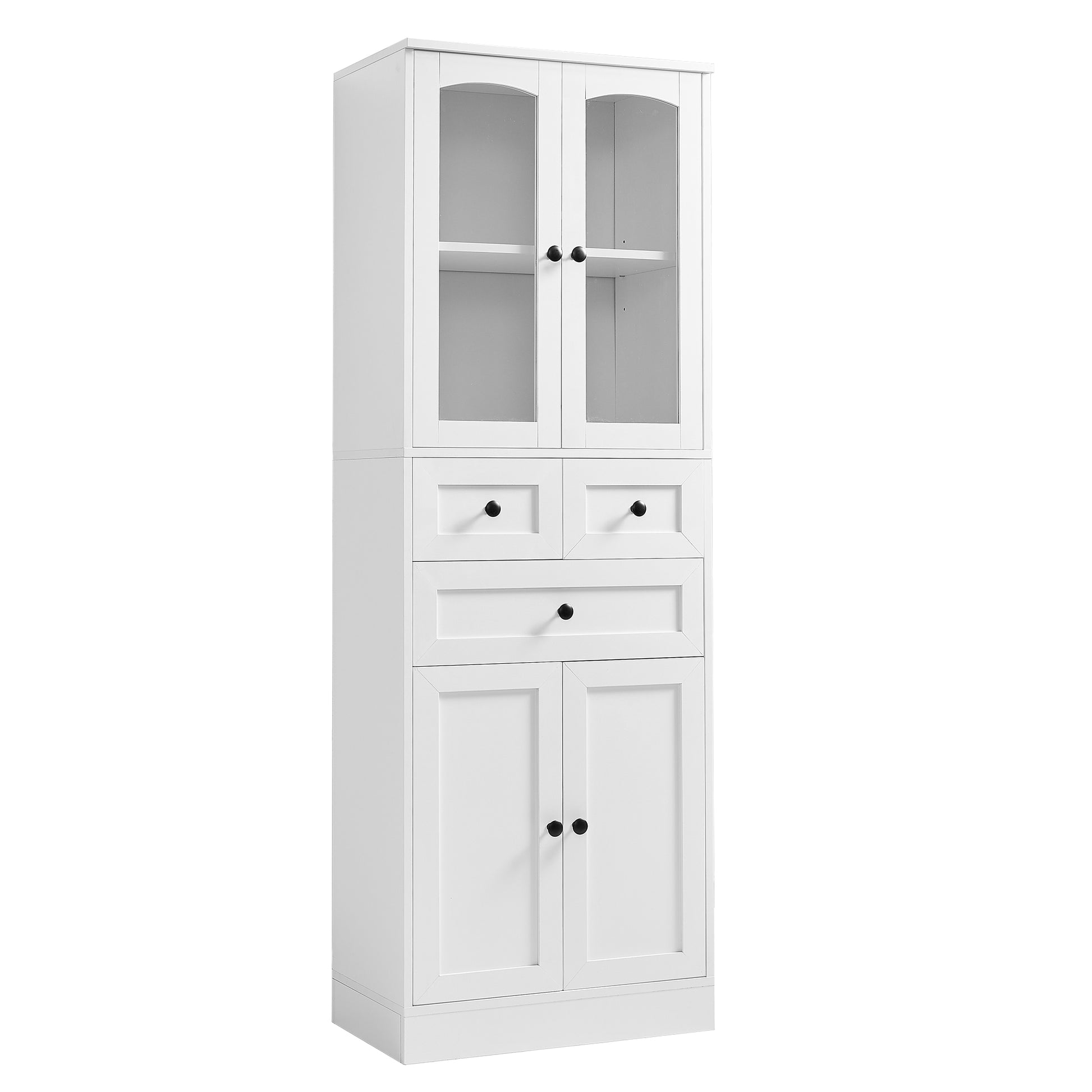 Tall Bathroom Storage Cabinet, Cabinet With Four Doors And Drawers, Adjustable Shelf, Mdf Board, White White Mdf