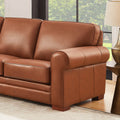 Brookfield Leather L Shaped Convertible Sectional Brown Genuine Leather Primary Living Space Medium Firm Cushion Back Mid Century Modern L Shaped Eucalyptus Rolled Arms Down Filling Leather 6 Seat