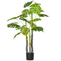 Homcom 4Ft Artificial Monstera Tree, Faux Decorative Plant In Nursery Pot For Indoor Or Outdoor D Cor Green Plastic