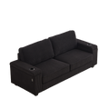 86.5 Inch Sofa Couch Deep Seat Sofa With Two Storage Spaces, T Pyce Charging Portsusb Charging Ports & 2 Cup ,Corduroy 3 Seater Couch, Modern Sofas For Living Room Black Foam Corduroy 3 Seat