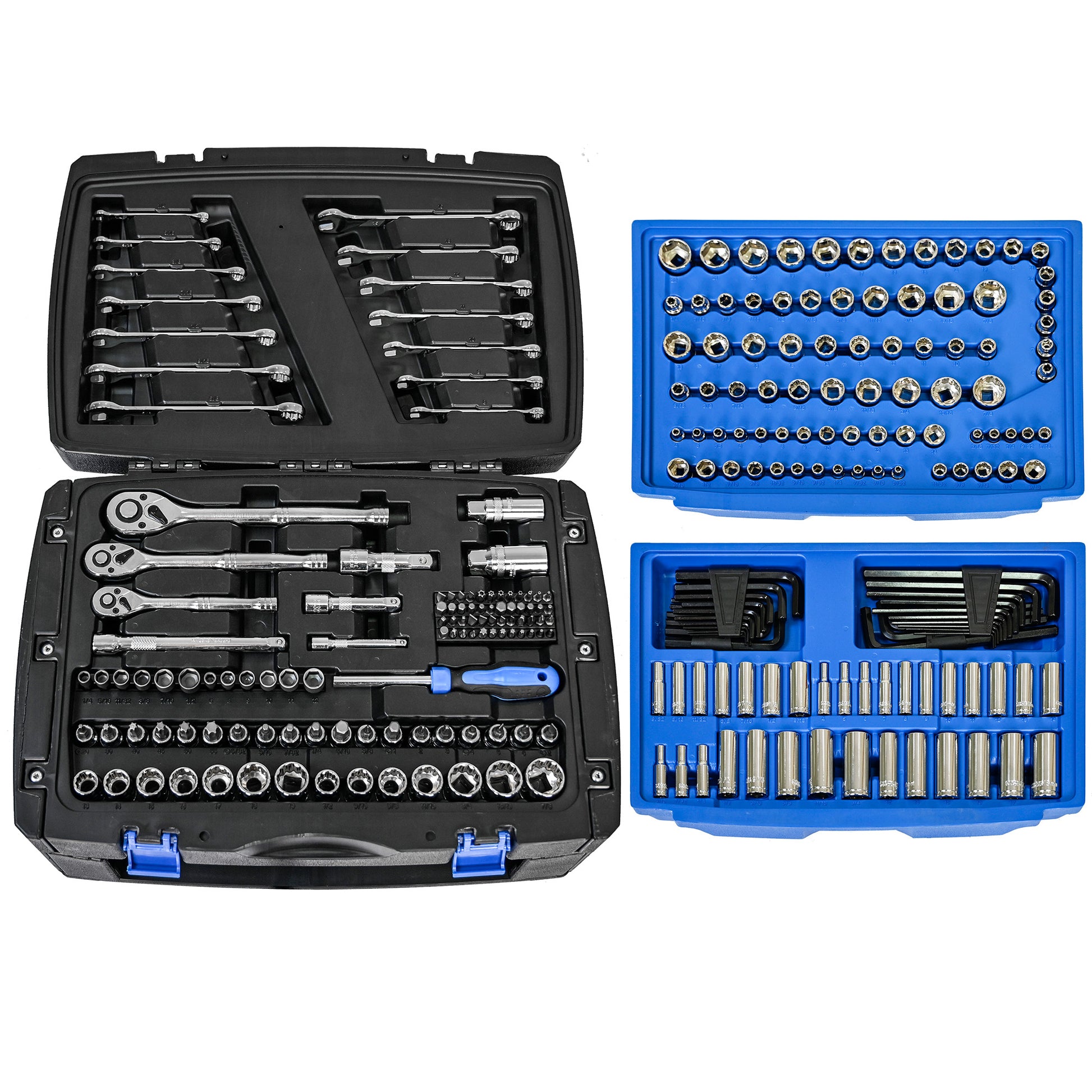 Black Hand Tool Box With Toolset 266Pcs Black Blue Carbon Steel