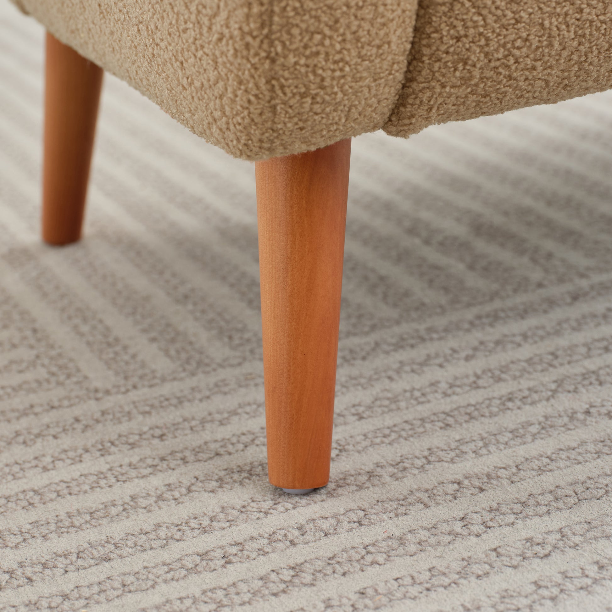 Modern Wingback Lounge Chair Stylish Design, Soft Fabric, Solid Wood Legs, Durable Frame,Brown Camel Boucle