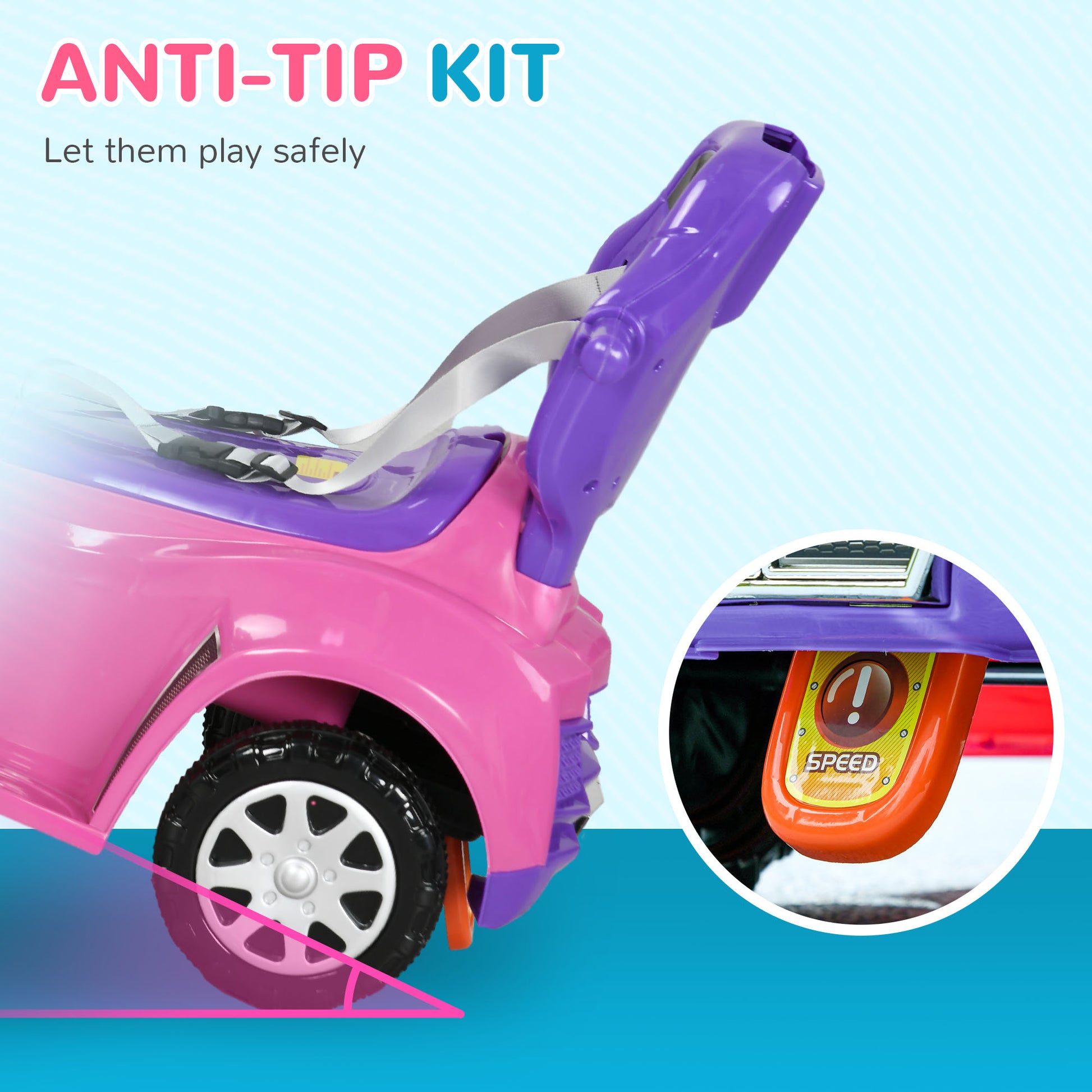 push car stroller for babies Qaba Push Car For Kids 1 3 Years, 3 In 1 Ride On Sliding Car, Foot To