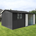 Metal Garden Sheds 10Ftx12Ft Outdoor Black With Window Black Metal