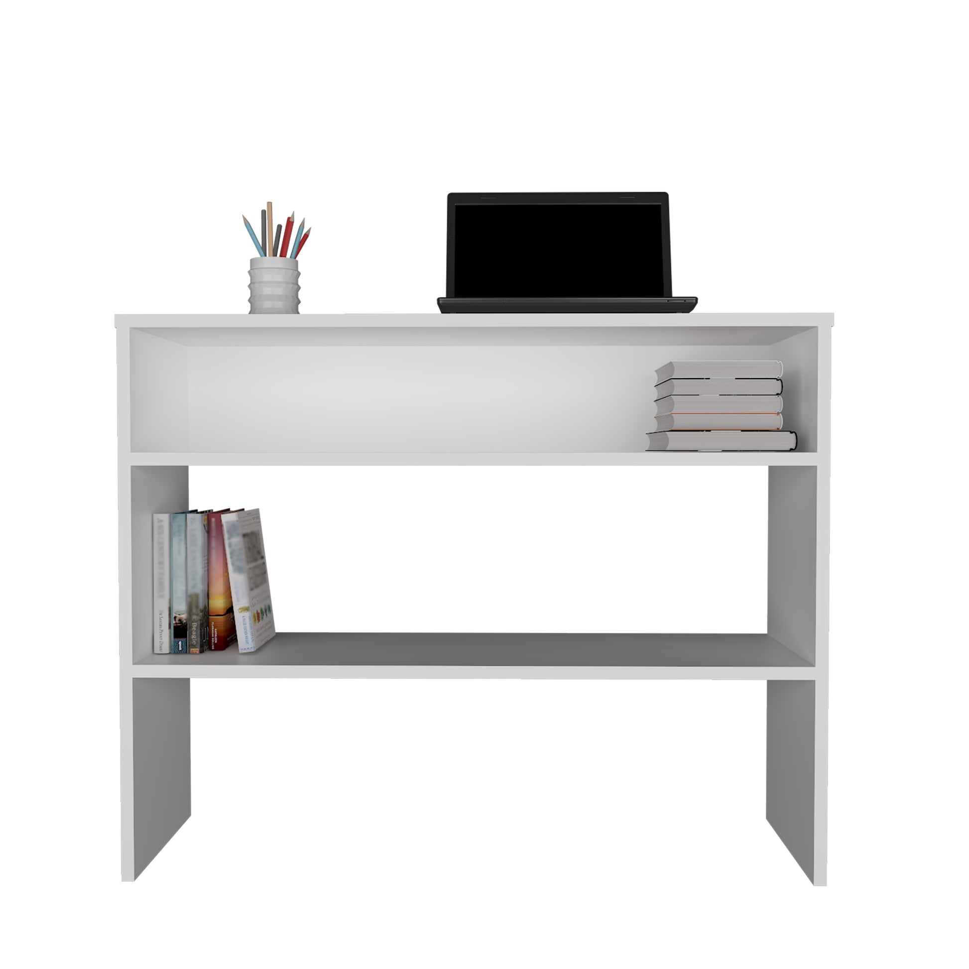 Being 39" Wide 2 Tier Shelf Narrow Console Table, Entryway Table White Primary Living Space Modern Particle Board