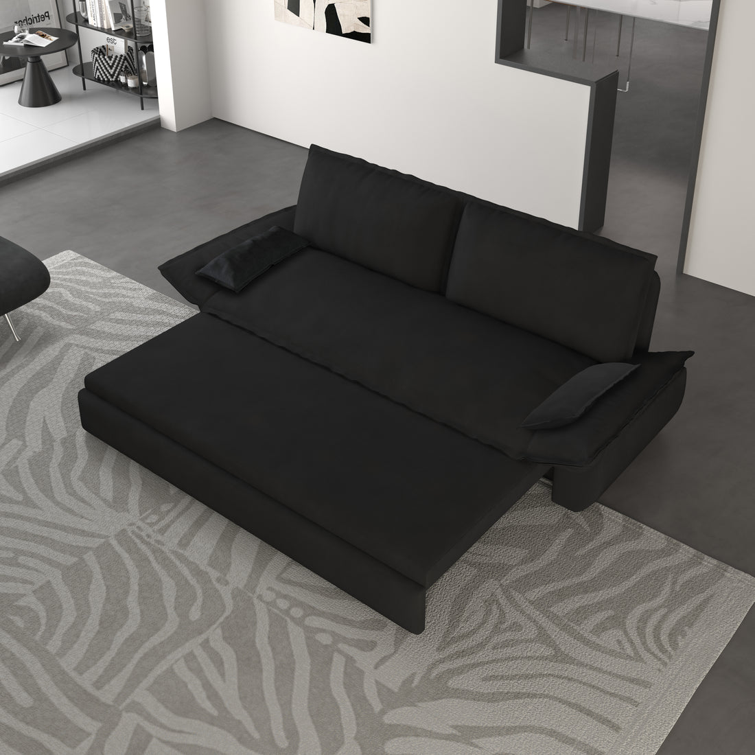 70.1" Queen Pull Out Sofa Bed, 3 In 1 Convertible Sleeper Sofa With 2 Soft Pillows,Multi Functional Velvet Loveseat Bed,Black Old Sku:W1885P151425 W1885P154641 Black Velvet Velvet 2 Seat