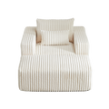 62.5 Inch Corduroy Sponge Sofa Lounge Chair With Removable Footrest,No Assembly Required,Fluffy Modern Sleeper Chair For Indoor Living Room Bedroom Beige Foam Corduroy 1 Seat