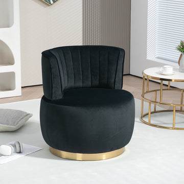 Coolmore 360 Degree Swivel Cuddle Barrel Accent Sofa Chairs, Round Armchairs With Wide Upholstered, Fluffy Velvet Fabric Chair For Living Room, Bedroom, Office, Waiting Rooms Black Foam Velvet