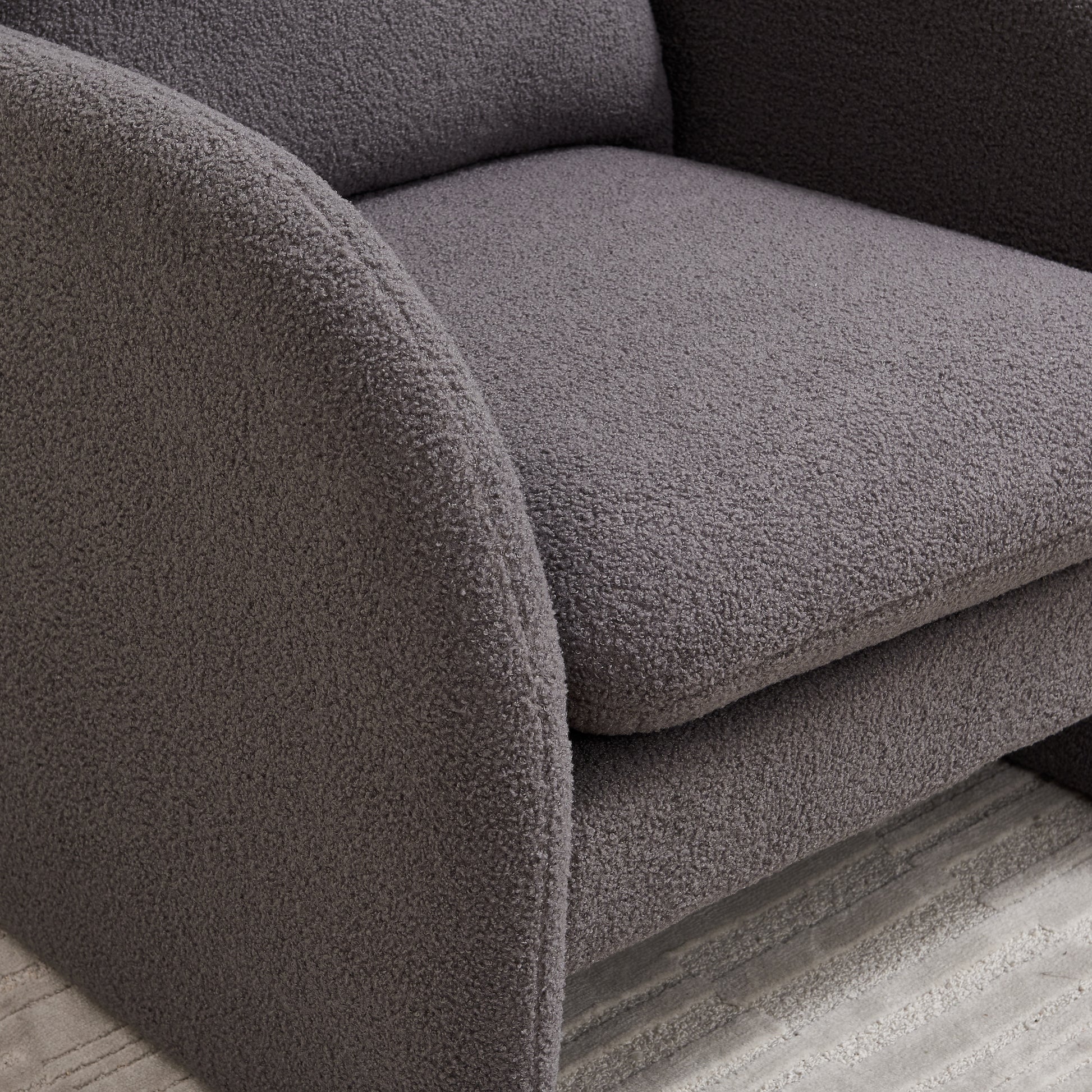 Modern Sherpa Upholstered Accent Chair, Comfortable Living Room Armchair, Lounge Chair For Bedroom, And Office Stylish And Ergonomic Design Gray Foam Sherpa