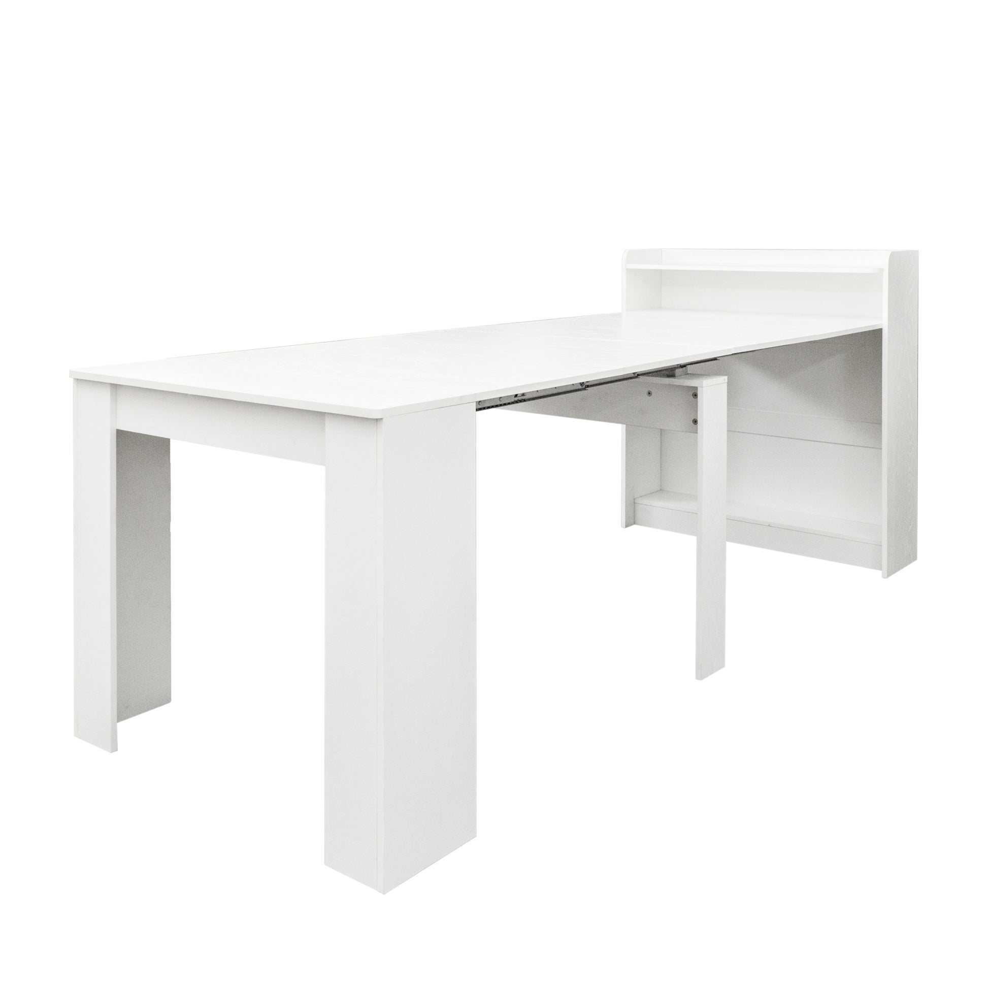 Modern Extendable Dining Table With Storage White Mdf