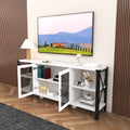 Tv Stands For Living Room, Industrial Tv Stand For Bedroom Furniture, Farmhouse Tv Stand 80 Inch Television Standmodern Horizontal Wood And Metal Open Bookshelf White 70 79 Inches Particle Board Mdf