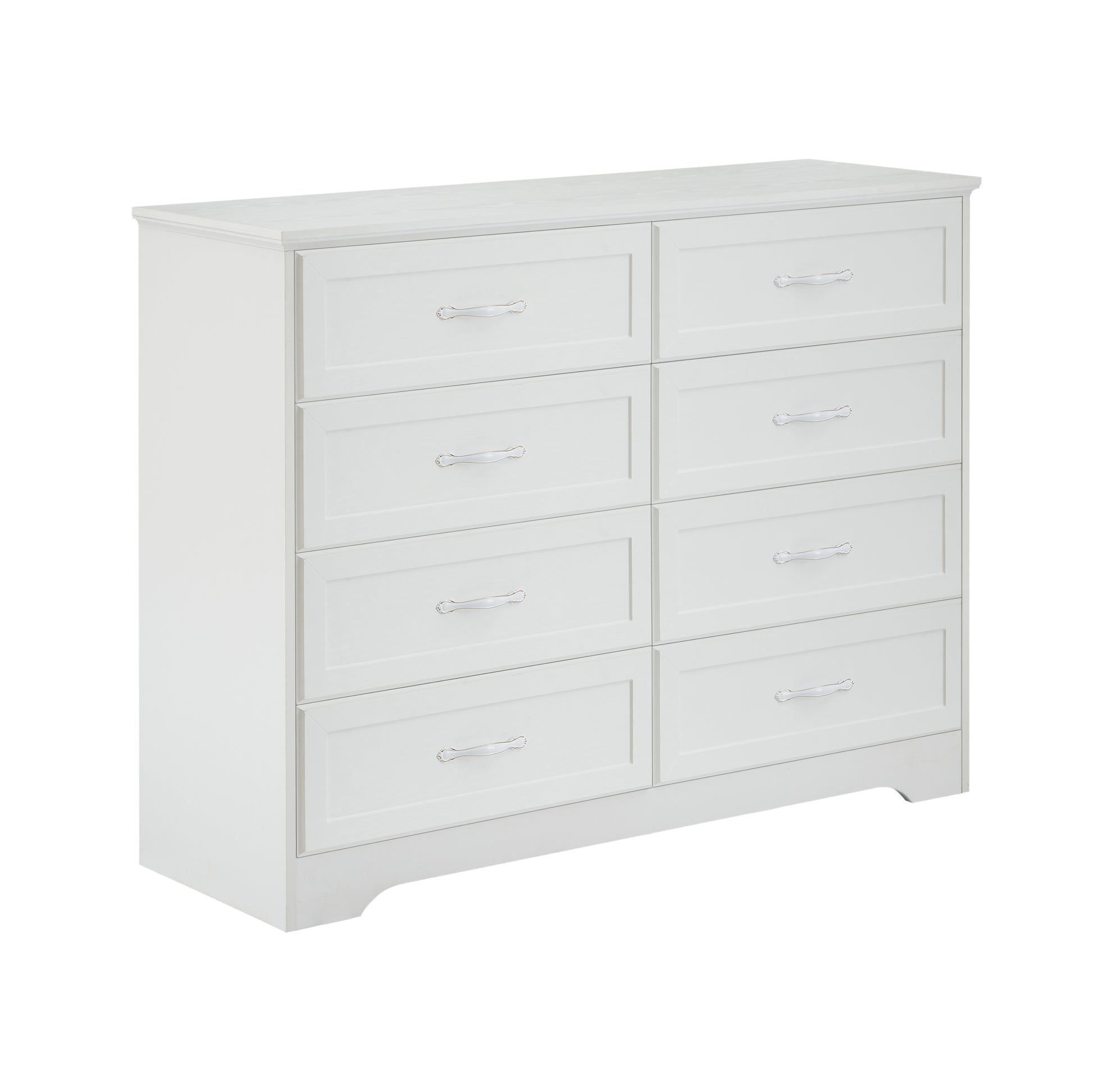 Modern 3 Drawer Bedroom Chest Of Drawers With 8 Drawers Dresser, Clothes Organizer Metal Pulls For Living Room, Bedroom, Hallway, White, 47.6 L X 15.7 W X 36.7 H 5 Or More Drawers White White Drawers Included Particle Board Mdf