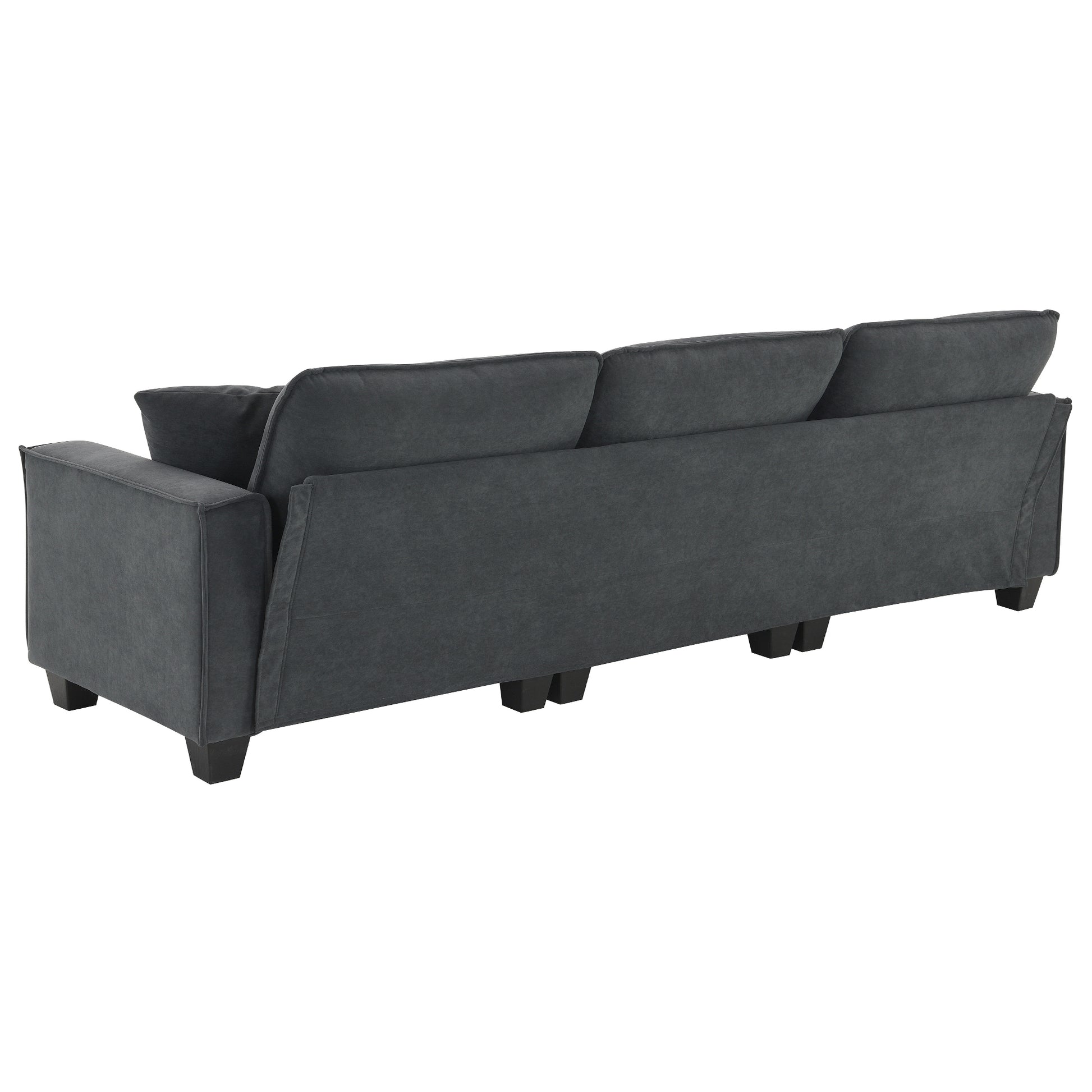 100*59" Modern Convertible Sectional Sofa,L Shaped Reversible Couch Set With Free Pillows,4 Seat Suede Velvet Sleeper Sofa With Ottoman For Living Room,Apartment,Office,3 Colors Dark Gray Suede 4 Seat