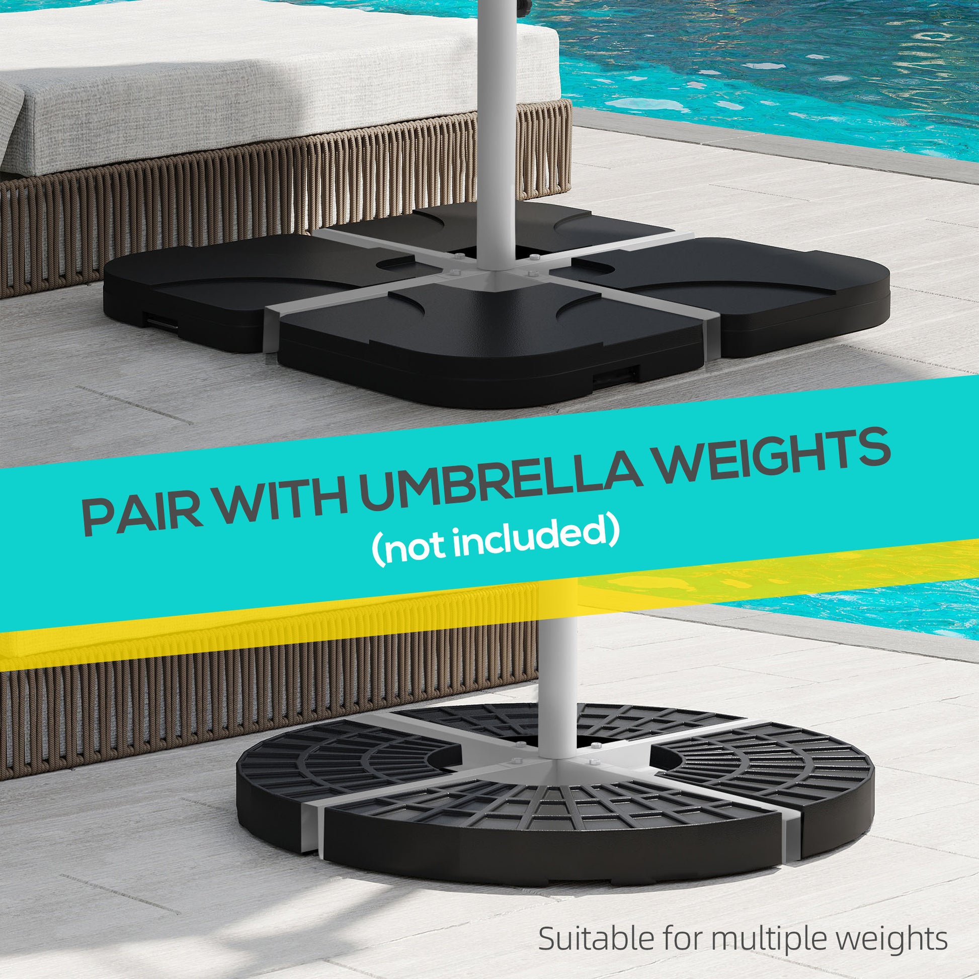 Outsunny Outdoor Universal Cross Brace Stand For Small Offset Umbrella Or Large Market Umbrella, Cross Umbrella Base For Patio Umbrella, White White Steel