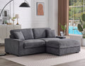 Modular Sectional Sofa,4 Seater Oversized Sectional Sofa, Corduroy Fabric With 2 Ottoman Bench And 2 Pillows, Modular Sectionals Sofa Couch For Living Room Gray Corduroy 4 Seat